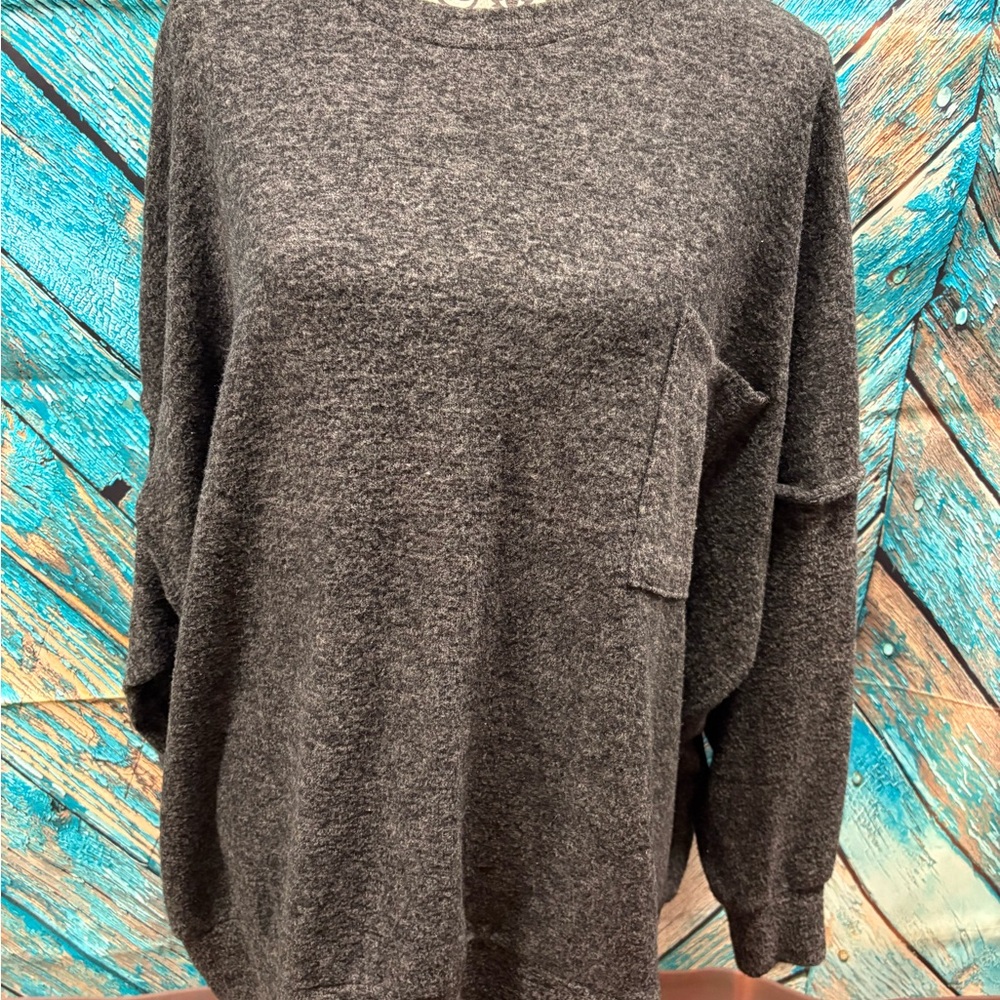 Zenana Outfitters Charcoal Crewneck Sweater